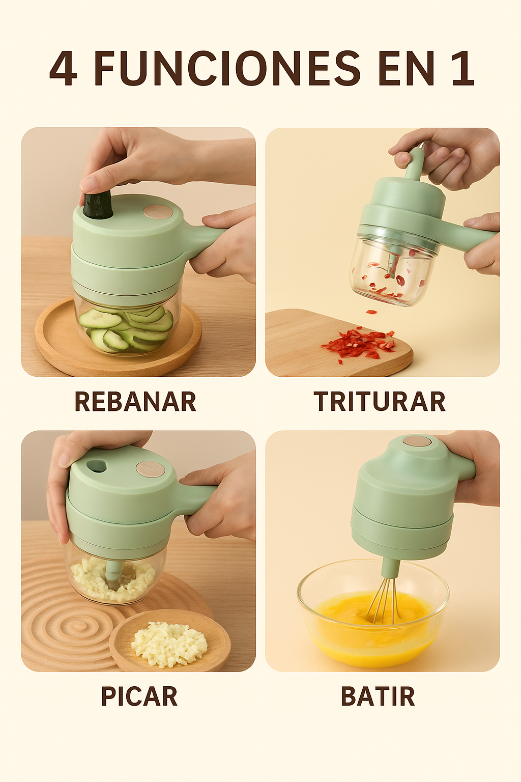 Cortador de Verduras Eléctrico 4 en 1